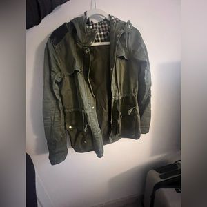 Topshop Army Green Parka with Hood, size 4 US